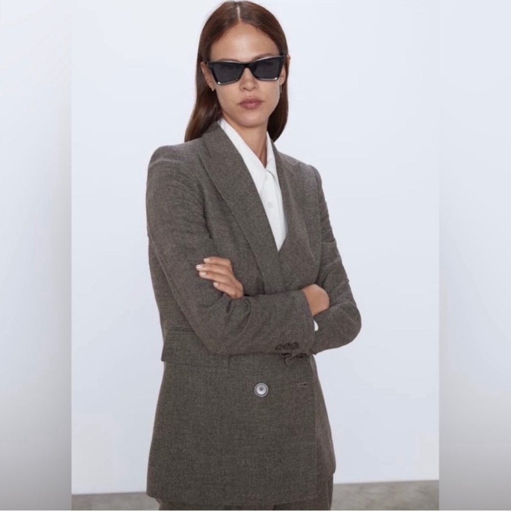 COPY - Zara Straight Fit Check Double Breasted Blazer Size XL